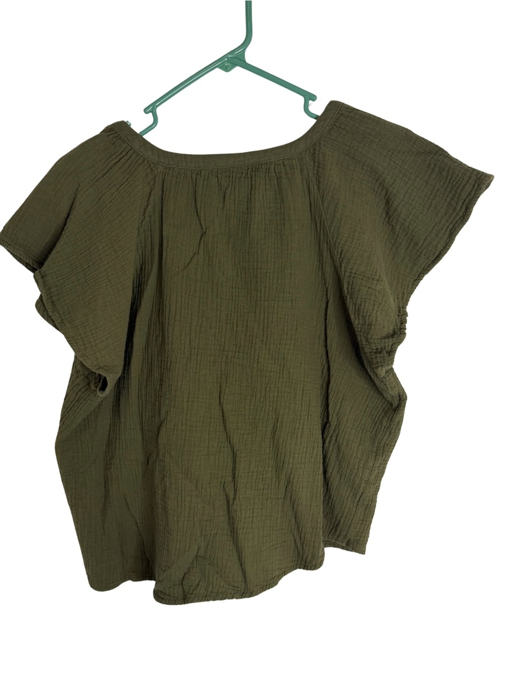 3/$20 Universal Thread Olive Green Textured V-Neck Short Sleeve Short Top - Picture 2 of 4